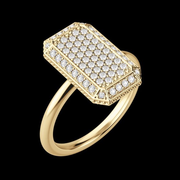 Emerald Pavé Ring - Picture 2 of 9